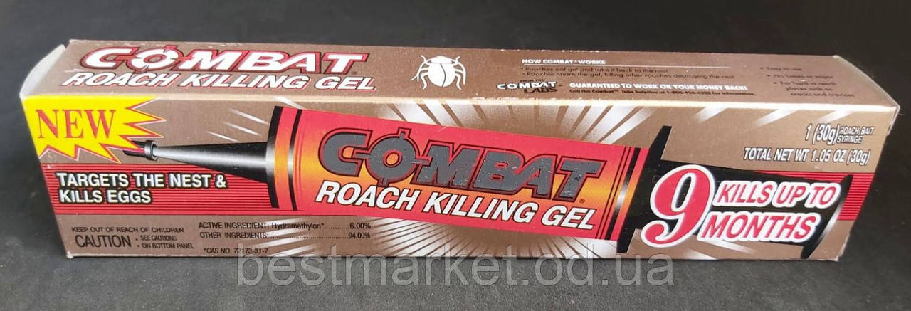 Гель Засіб для Знищення Тарганів та Мурах Combat Roach Killing Gel 30 г