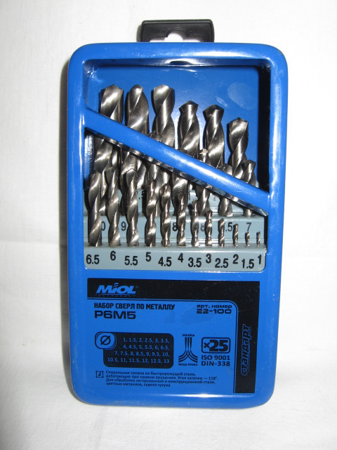 Набір свердел по металу 25шт Miol 22-100