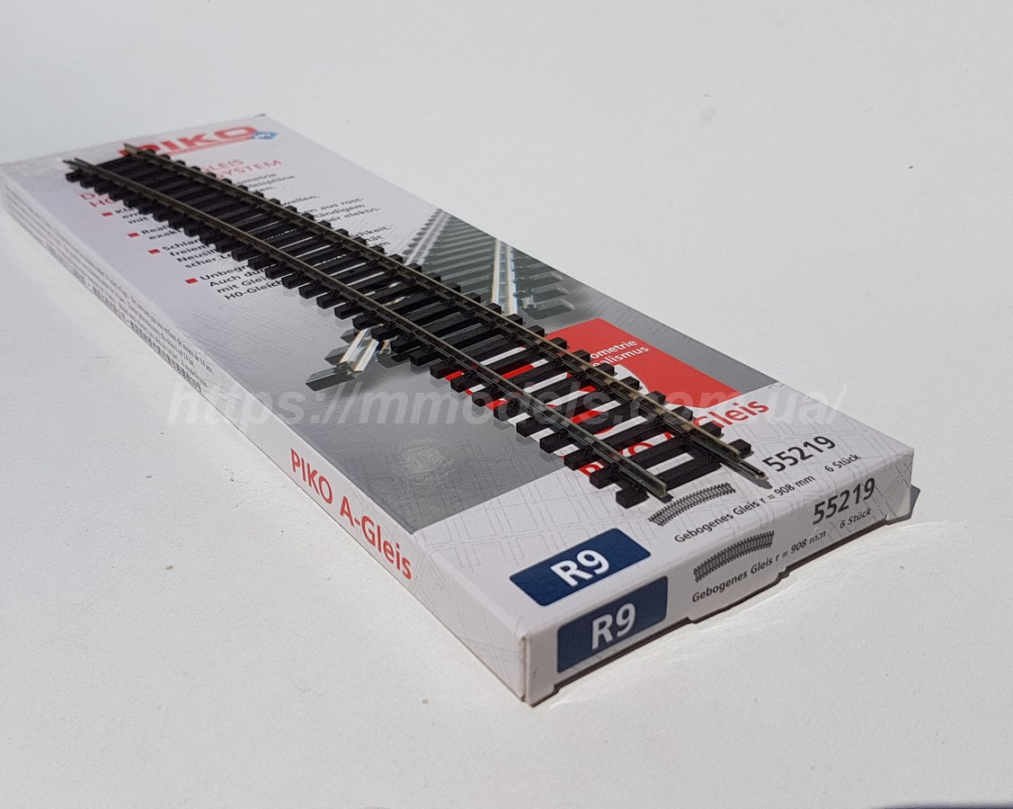 PIKO A-Gleis 55219 Рейка радіусна R9 c радіусом кривої 907,97 мм 30°, 1шт, масштаб 1:87