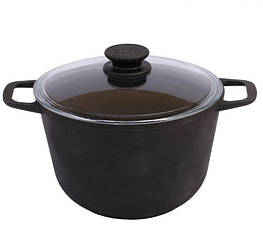 Каструля БІОЛ 6 л чавун зі скляною кришкою 26 см Колір чорний 0206С