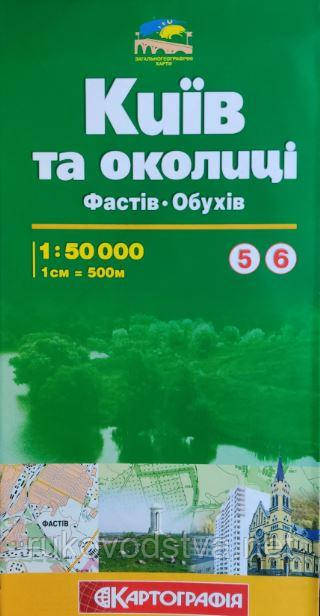Карта Київської області від Фастова до Обухова
