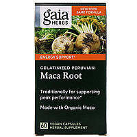 Gaia Herbs, Желатинированный корень маки, 60 растительных капсул в Украине
