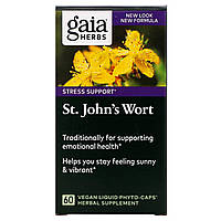 Gaia Herbs, звіробій, 60 веганских фіто-капсул з рідиною, оригінал