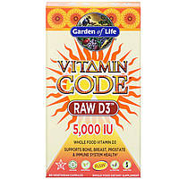 Garden of Life, Vitamin Code, Raw D3, 5000 МЕ, 60 вегетарианских капсул в Украине