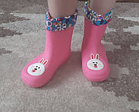 Гумові чоботи калоші для дівчинки з підкладкою рожеві