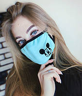Маска захисна чорно- бірюзова, з малюнком Mickey Mouse
