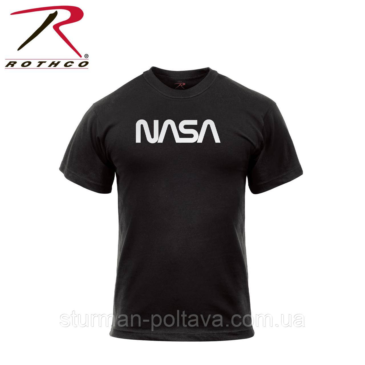Футболка чоловіча з написом логотип NASA Authentic NASA Worm Logo чорна Rothco США розм -S