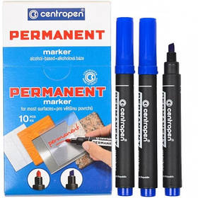 Маркер перманентний Centropen Permanent 2.5 мм косий Чорний синій