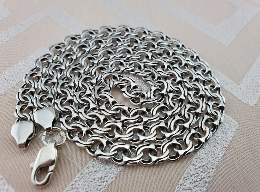 Шикарная серебряная цепочка для мужчин. Звено 7 мм, длина 55 см, фото 1