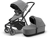 Детская коляска с люлькой Thule Sleek Black/Grey Melange (серый-черный)