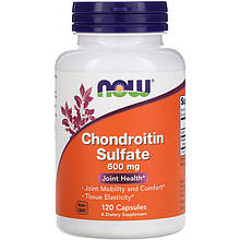 Хондроїтин сульфат NOW Foods "Chondroitin Sulfate" здоров'я суглобів, 600 мг (120 капсул)