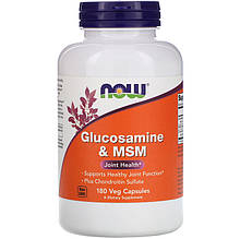 Глюкозамін і МСМ, NOW Foods "Glucosamine&MSM" для суглобів (180 капсул)