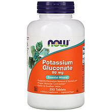 Глюконат калію NOW Foods "Potassium Gluconate" 99 мг (250 таблеток)