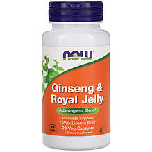 Женьшень з матковим молочком NOW Foods "Ginseng & Royal Jelly" з лакрицею (90 капсул)