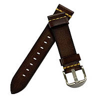 Кожаный ремешок Primolux C052B Steel buckle для часов Honor Magic Watch 2 46mm - Dark Brown