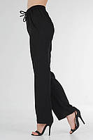 Жіночі брюки з високою талією, штани літні жіночі лляні прямі VS 1119 чорні