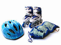Набор для катания ролики шлем и защита 005 S 30-33 раздвижной шлем