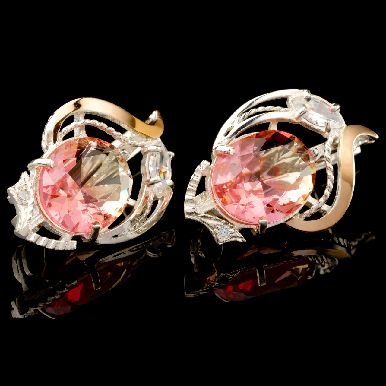Серебряные серьги 925 пробы с золотом арт. 519с