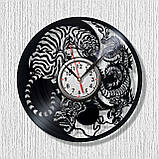 Інь Янь Янь годинник Дракон годинник Годинник із тигром Філософський годинник Годинник чорний Символ інь янь Тихий механізм 300 мм, фото 3