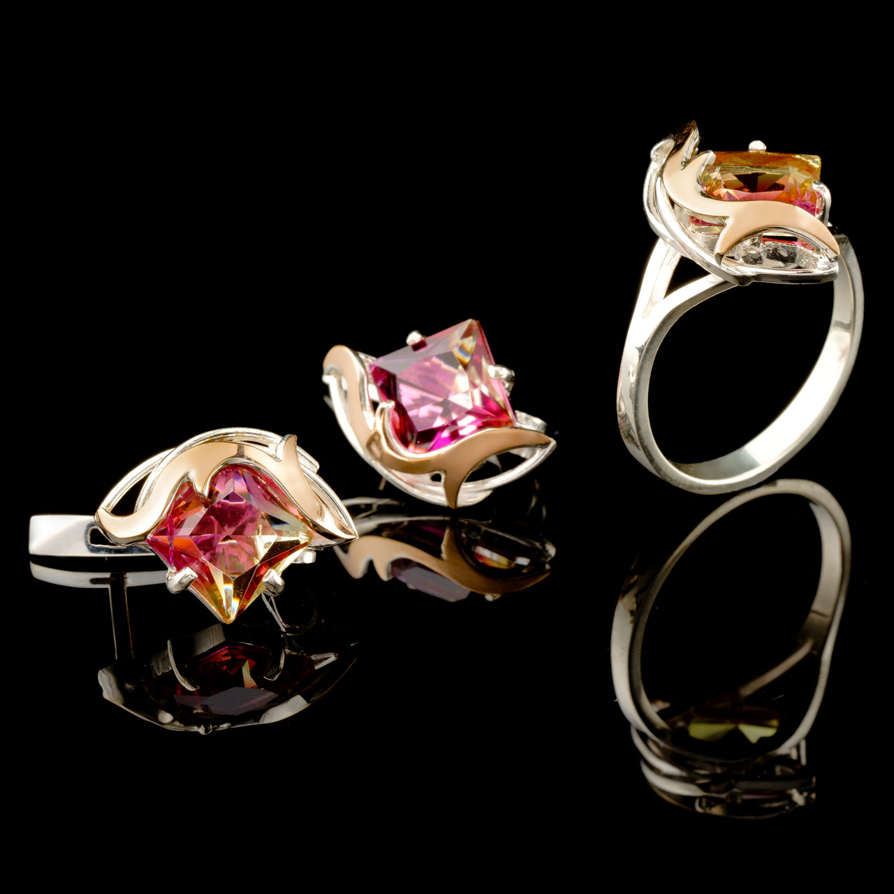 Серебряный гарнитур 925 пробы с золотом арт. 520г