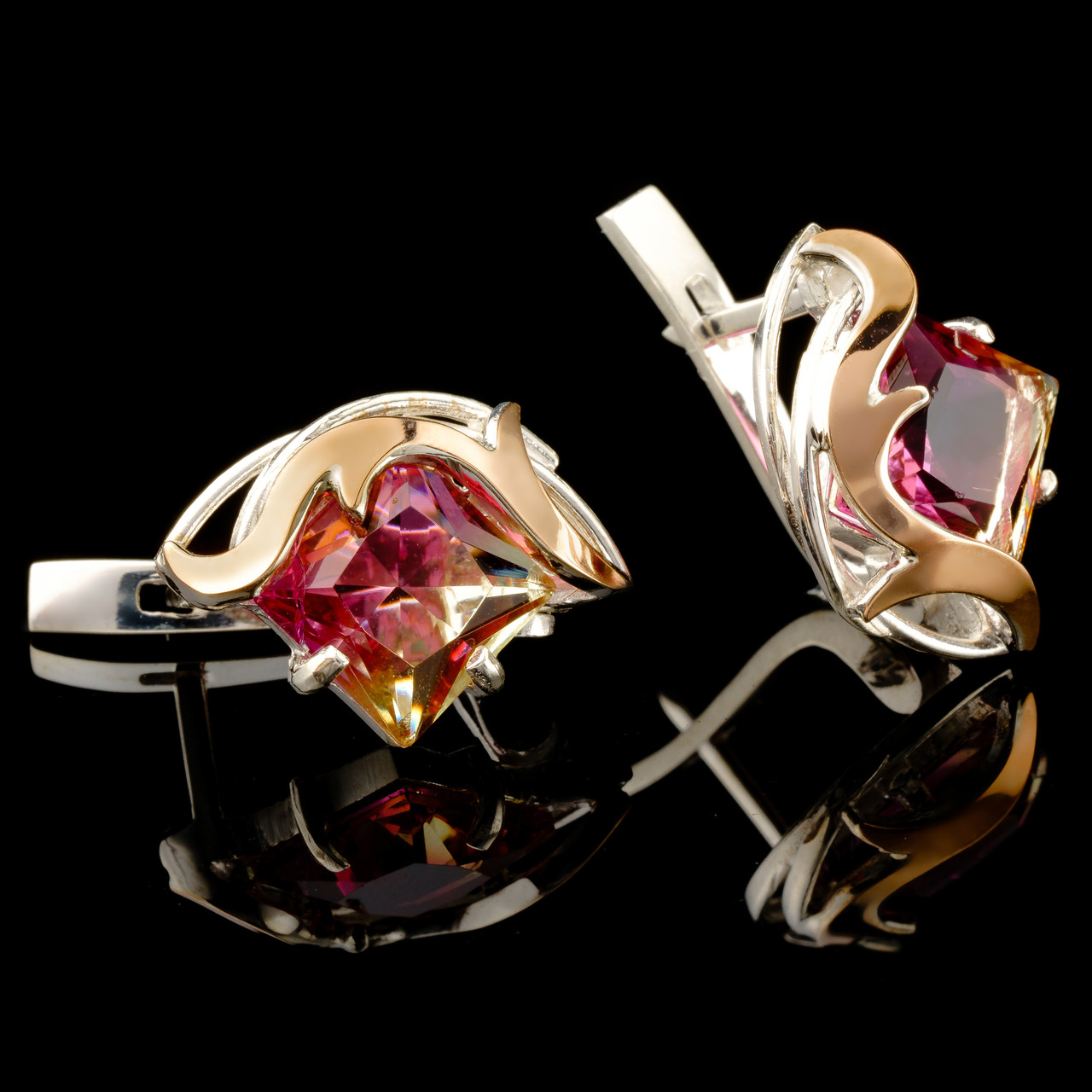 Серебряные серьги 925 пробы с золотом арт. 520с