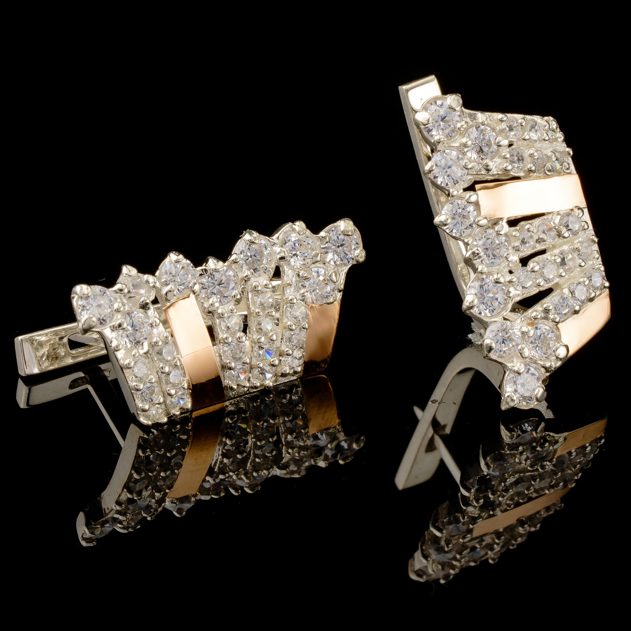 Серебряные серьги 925 пробы с золотом арт. 521с