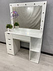Стіл для візажиста, гримерный столик з поличками збоку тумби, стіл для перукаря, фото 4
