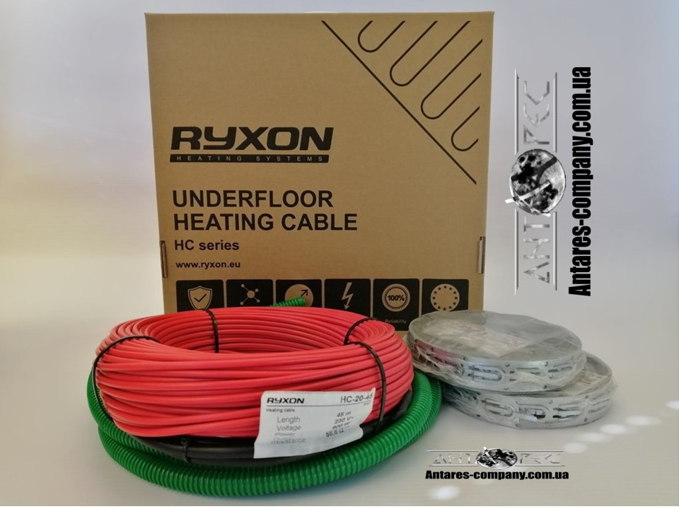 Тепла підлога тонкий електричний нагрівальний кабель під плитку Ryxon HC-20 (3.5 м.кв) ізоляція: тефлон