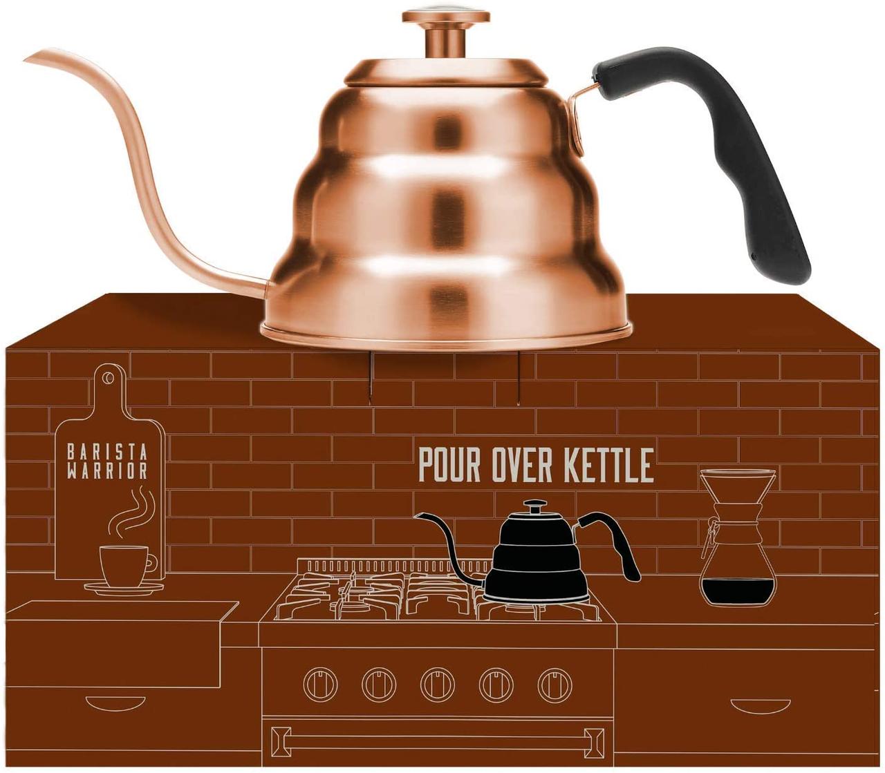 Чайник для фільтр-кави Barista Warrior, Мідний, з термометром, 1 л, фото 1