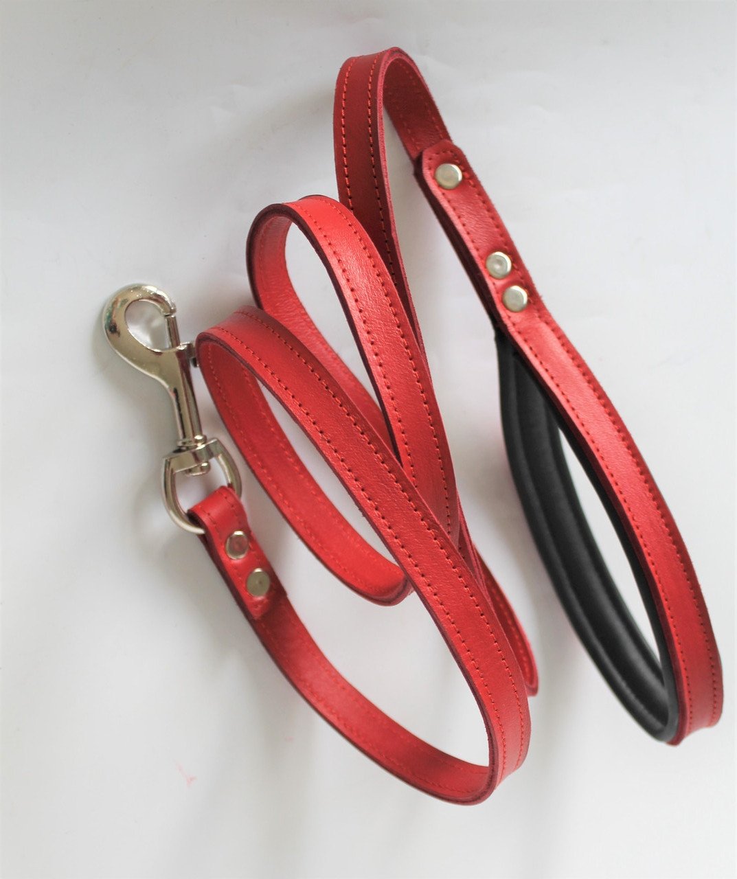 Шкіряний поводок для собаки "Lockdog" 1.5 м червоний, фото 1