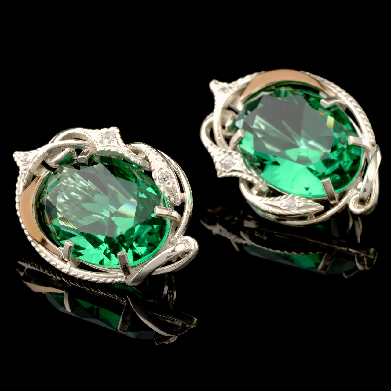 Серебряные серьги 925 пробы с золотом арт. 523с