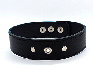 Жіночий чокер шкіряний ширина 3 см чорний