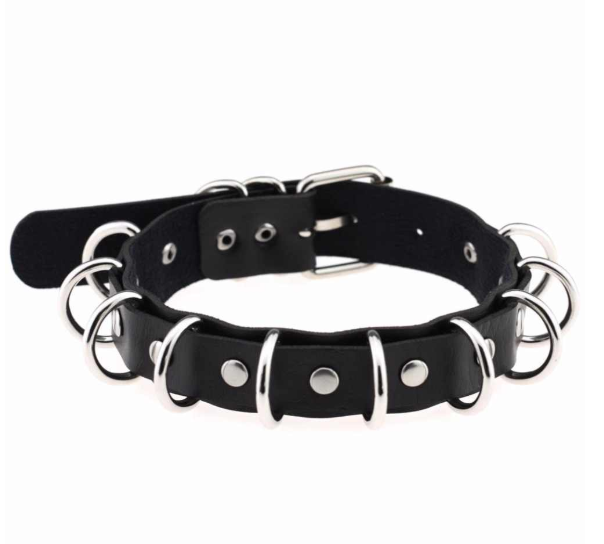 Чокер шкіряний з півкільцями, фото 1