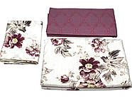 Постільна білизна Королева Ночі (Бязь) | Полуторний комплект | 70х70 | Квіти на світлому та бордовому, фото 3