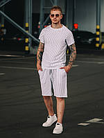 Футболка + шорты комплект набор костюм летний мужской стильный модный белый в полоску Asos