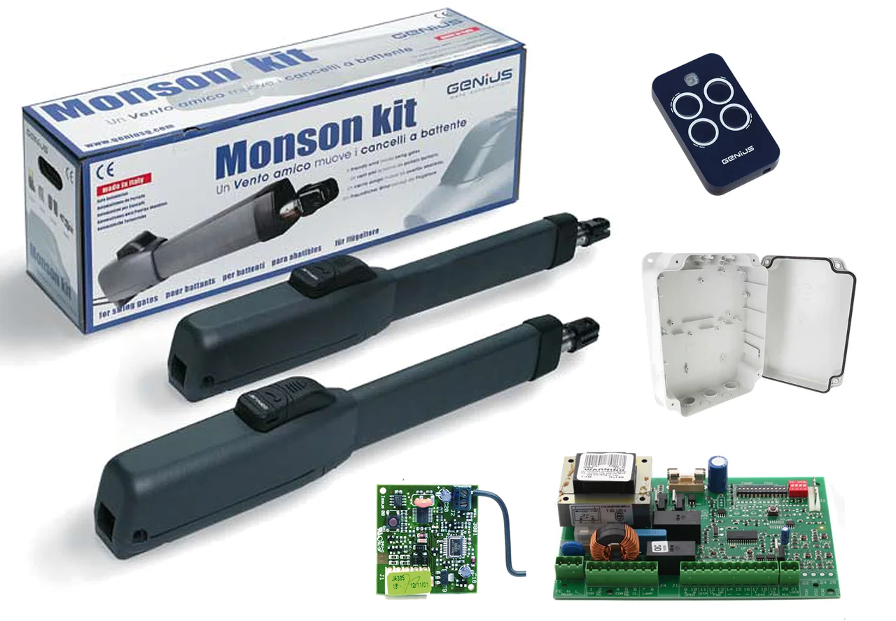 Автоматика для розпашних воріт FAAC GENIUS MONSON KIT Mistral 300 (стулка до 3м)