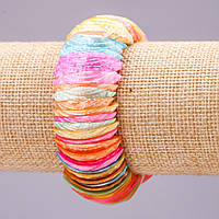 Браслет Перламутр "Різнобарвний" 28х10 (+-) мм L- 18см на резинці купити біжутерію дешево оптом в інтернеті