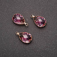 Підвіска "Крапля" Жовто-малиновий колір, золотиста оправа 10х17мм купити біжутерію оптом в інтернеті