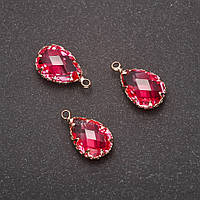 Підвіска "Крапля" рожевий колір, золотиста оправа 10х17мм купити біжутерію оптом в інтернеті