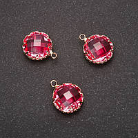 Підвіска "Круг" Рожевий колір, золотиста оправа 10х17мм купити біжутерію оптом в інтернеті