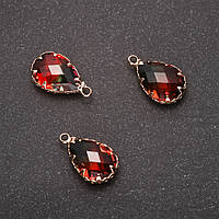 Підвіска "Крапля" Зелено-помаранчевий колір, золотиста оправа 10х17мм купити біжутерію оптом в інтернеті