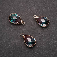 Підвіска "Крапля" Малиново-зелений колір, золотиста оправа 10х17мм купити біжутерію оптом в інтернеті