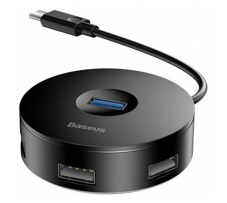 USB Хаб Baseus Round Box 5в1 USB 3.0/ USB 2.0 x 3/ Micro USB Чорний (CAHUB-G01), фото 2