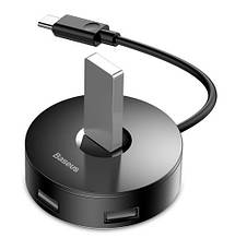 USB Хаб Baseus Round Box 5в1 USB 3.0/ USB 2.0 x 3/ Micro USB Чорний (CAHUB-G01), фото 2