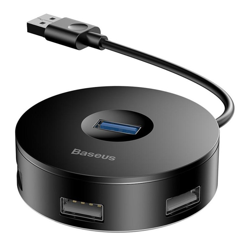 USB Хаб Baseus Round Box 5в1 USB 3.0/ USB 2.0 x 3/ Micro USB Чорний (CAHUB-F01)
