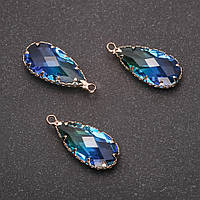 Підвіска "Крапля" Жовто-синій колір, золотиста оправа 10х24мм купити біжутерію оптом в інтернеті