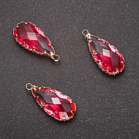 Підвіска "Крапля" Рожевий колір, золотиста оправа 10х24мм купити біжутерію оптом в інтернеті