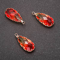 Підвіска "Крапля" Жовто-помаранчевий колір, золотиста оправа 10х24мм купити біжутерію оптом в інтернеті