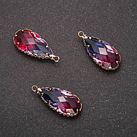Підвіска "Крапля" Синьо-Малиновий колір, золотиста оправа 10х24мм купити біжутерію оптом в інтернеті