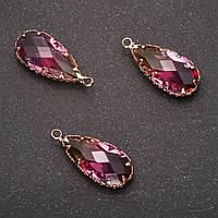 Підвіска "Крапля" Жовто-Малиновий колір, золотиста оправа 10х24мм купити біжутерію оптом в інтернеті